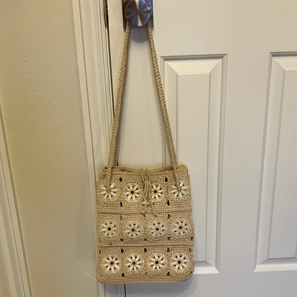 Elegant Crochet Tan Shoulder Bag